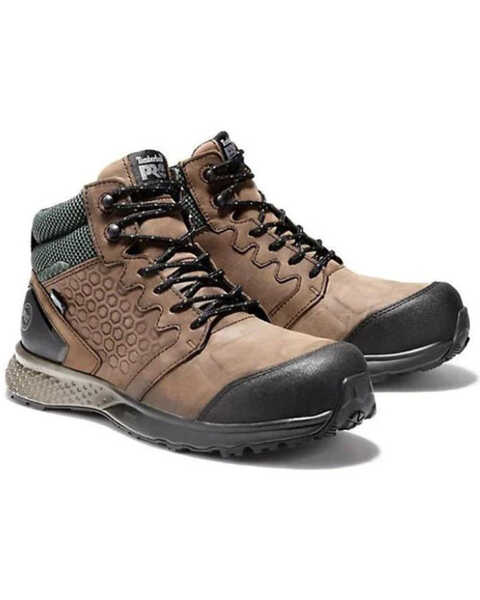 Timberland Pro Men's Reaxion Waterproof Lace-Up Work Shoes - Composite Toe , Brown, hi-res