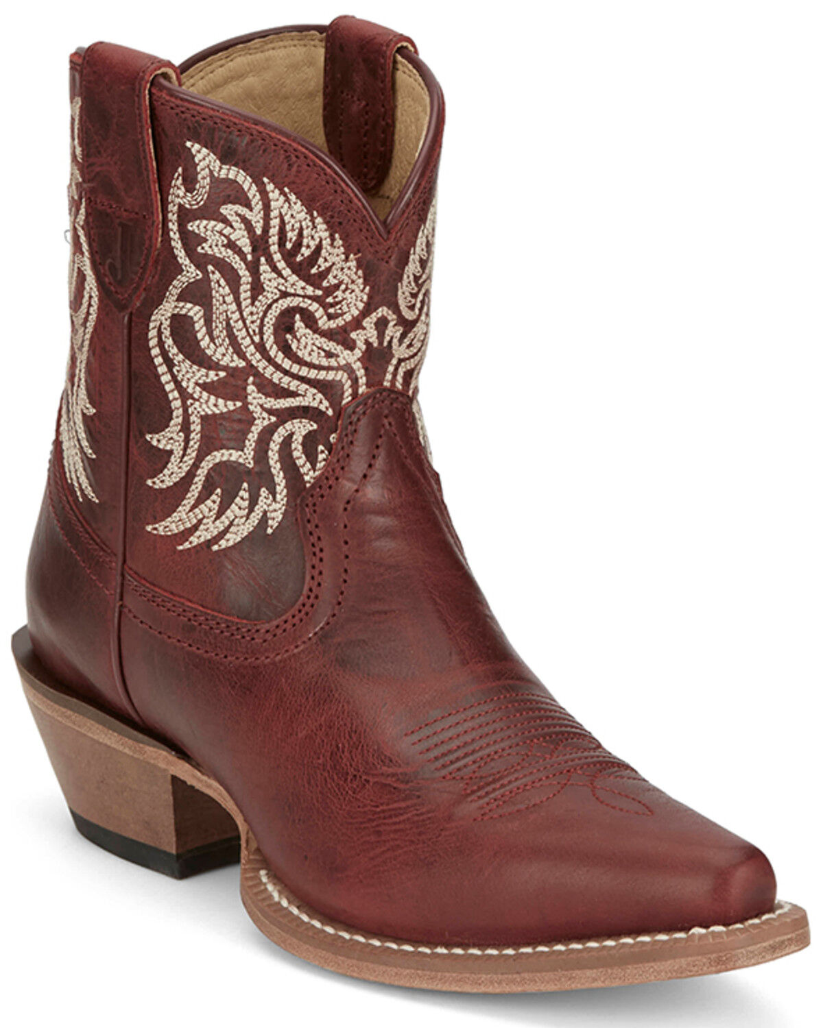 Image #1 - Justin Women's Isabella Western Booties - Snip Toe, Red, hi-res