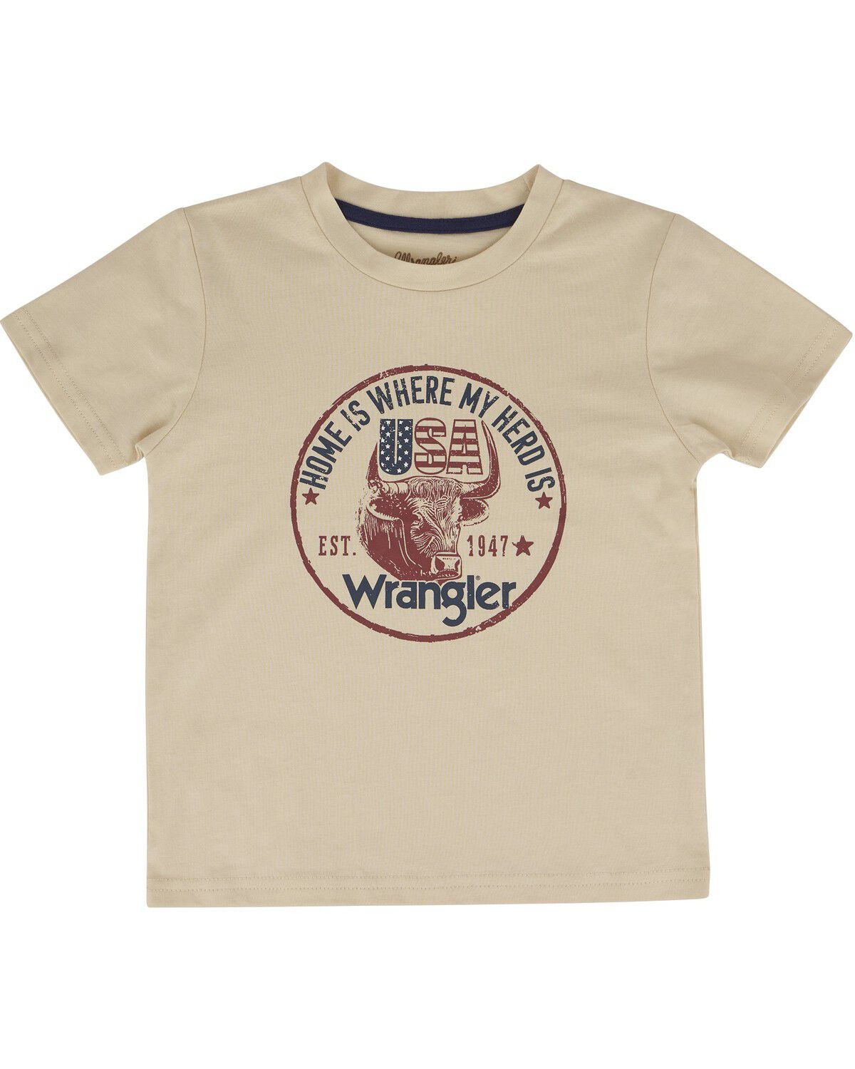 Wrangler Toddler Boys' Herd USA Short Sleeve Graphic T-Shirt, Sand, hi-res