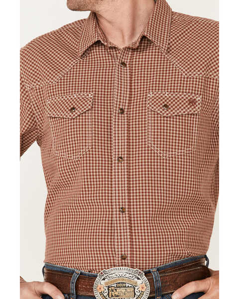 Image #3 - Blue Ranchwear Men's Gingham Print Long Sleeve Snap Western Shirt, Red, hi-res