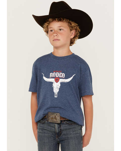 Ariat Boys' Rodeo Skull Short Sleeve Graphic T-Shirt, Navy, hi-res