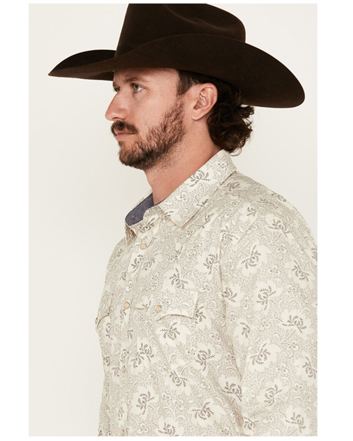 Image #2 - Cody James Men's Treven Floral Print Long Sleeve Snap Western Shirt - Big, Cream, hi-res