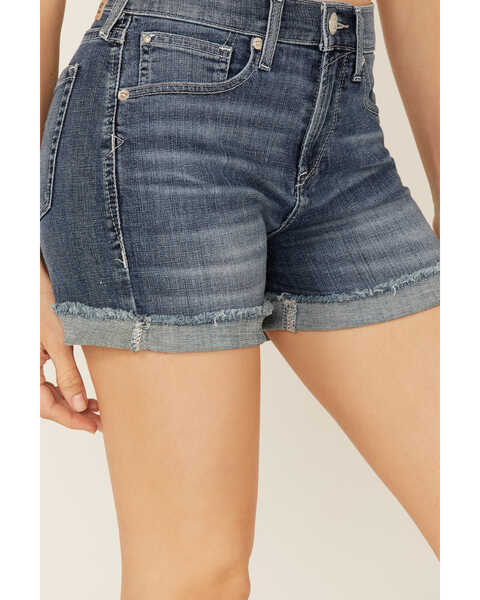 Image #2 - Ariat Women's Lucky 5" Foldable Raw Hem Shorts, Blue, hi-res