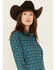 Image #2 - Cinch Women's ARENAFLEX Floral Long Sleeve Button Down Western Shirt , Teal, hi-res