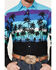 Image #3 - Roper Men's Vintage Palm Tree Beach Print Long Sleeve Pearl Snap Western Shirt, Blue, hi-res