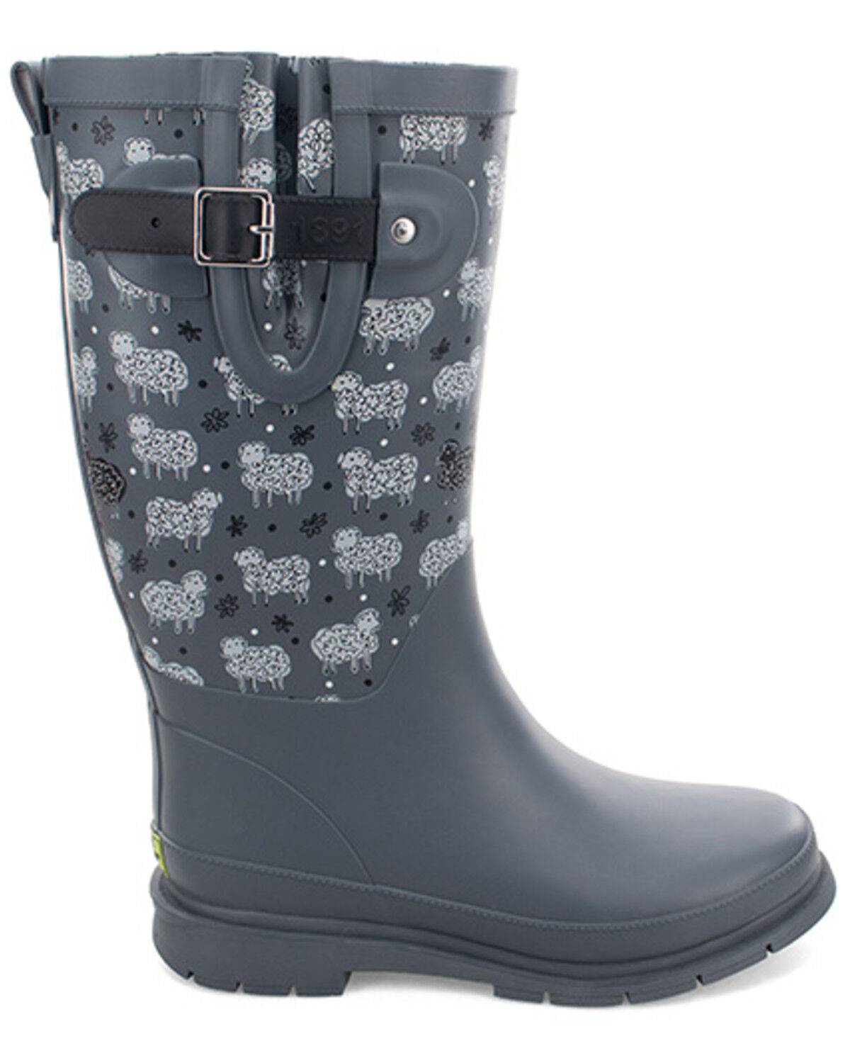 Image #2 - Western Chief Women's Black Sheep Faux Fur Tall Rain Boots, Grey, hi-res