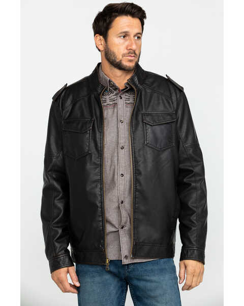 Image #1 - Cody James Men's Backwoods Distressed Faux Leather Moto Jacket - Big & Tall , , hi-res