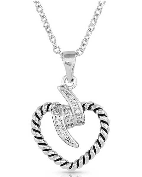 Image #1 - Montana Silversmiths Women's Silver Electric Love Heart Necklace, Silver, hi-res