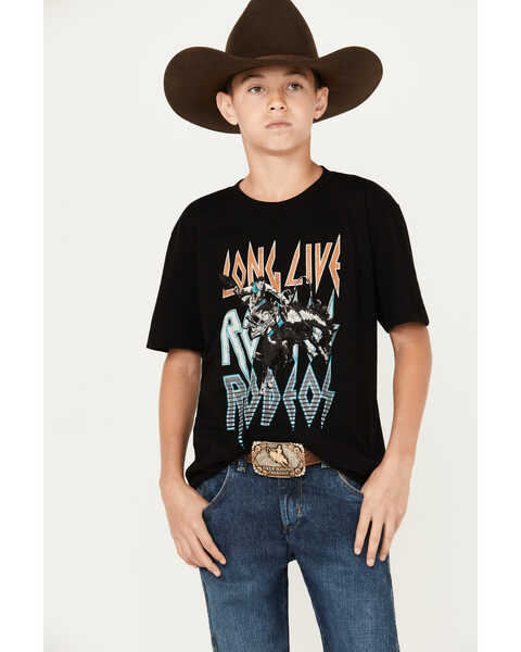 Image #1 - Cody James Boys' Long Live Cowboys Short Sleeve Graphic T-Shirt, Black, hi-res
