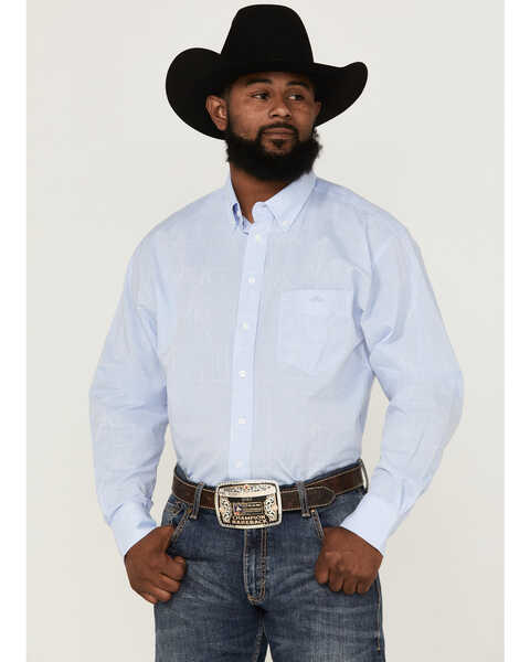 Resistol Men's Bell Solid Long Sleeve Button Down Western Shirt , Light Blue, hi-res