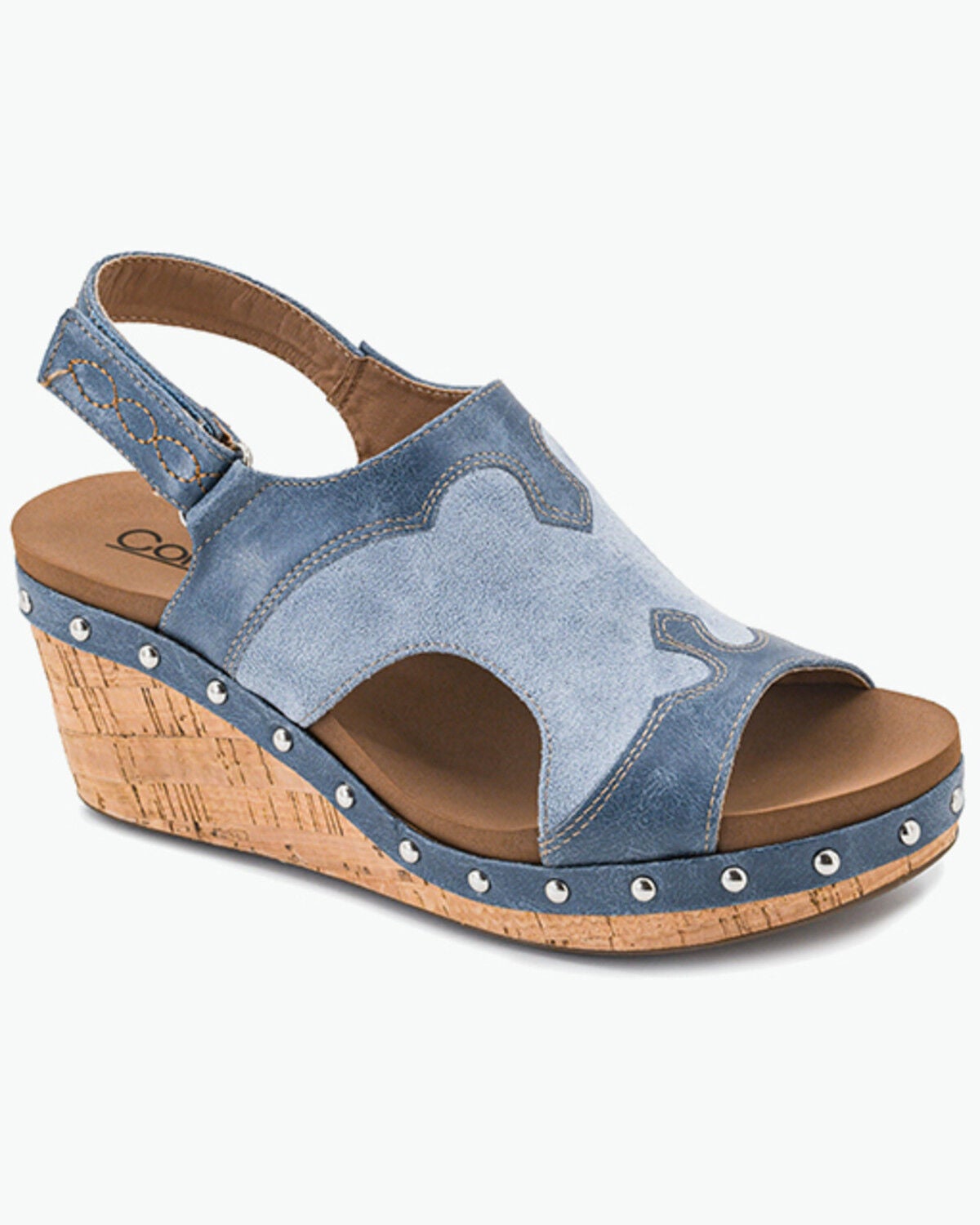 Corkys Women's Hey Stranger Wedge Sandals, Blue, hi-res