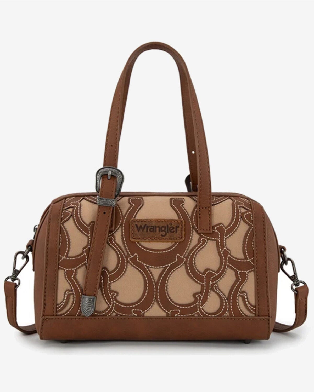 Image #1 - Wrangler Women's Horseshoe Cutout Mini Boston Crossbody Bag, Brown, hi-res