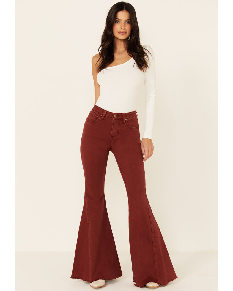 Shyanne Women's Rust High Rise Super Flare Jeans , Rust Copper, hi-res