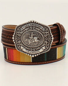 M & F Western Boys' Bull Rider Leather Belt , Tan, hi-res