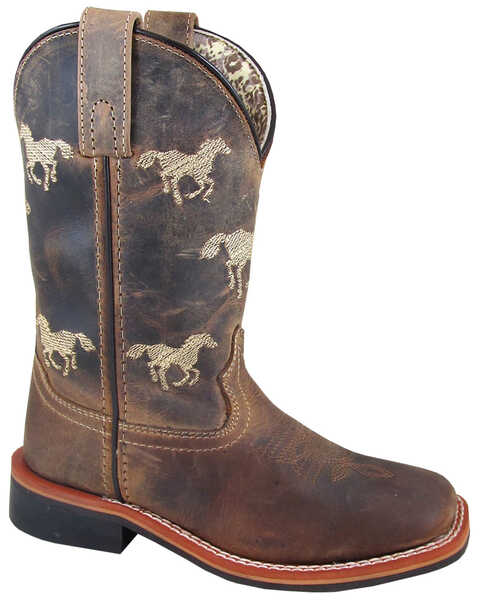 Smoky Mountain Boys' Buffalo Western Boots - Broad Square Toe, Brown, hi-res