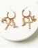 Image #1 - Shyanne Women's Pearl Cross Boot Charm Hoop Earrings, Gold, hi-res