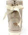 Superlamb Women's Argali Tied Ribbon 7.5" Suede Leather Pull On Casual Boots - Round Toe , Grey, hi-res