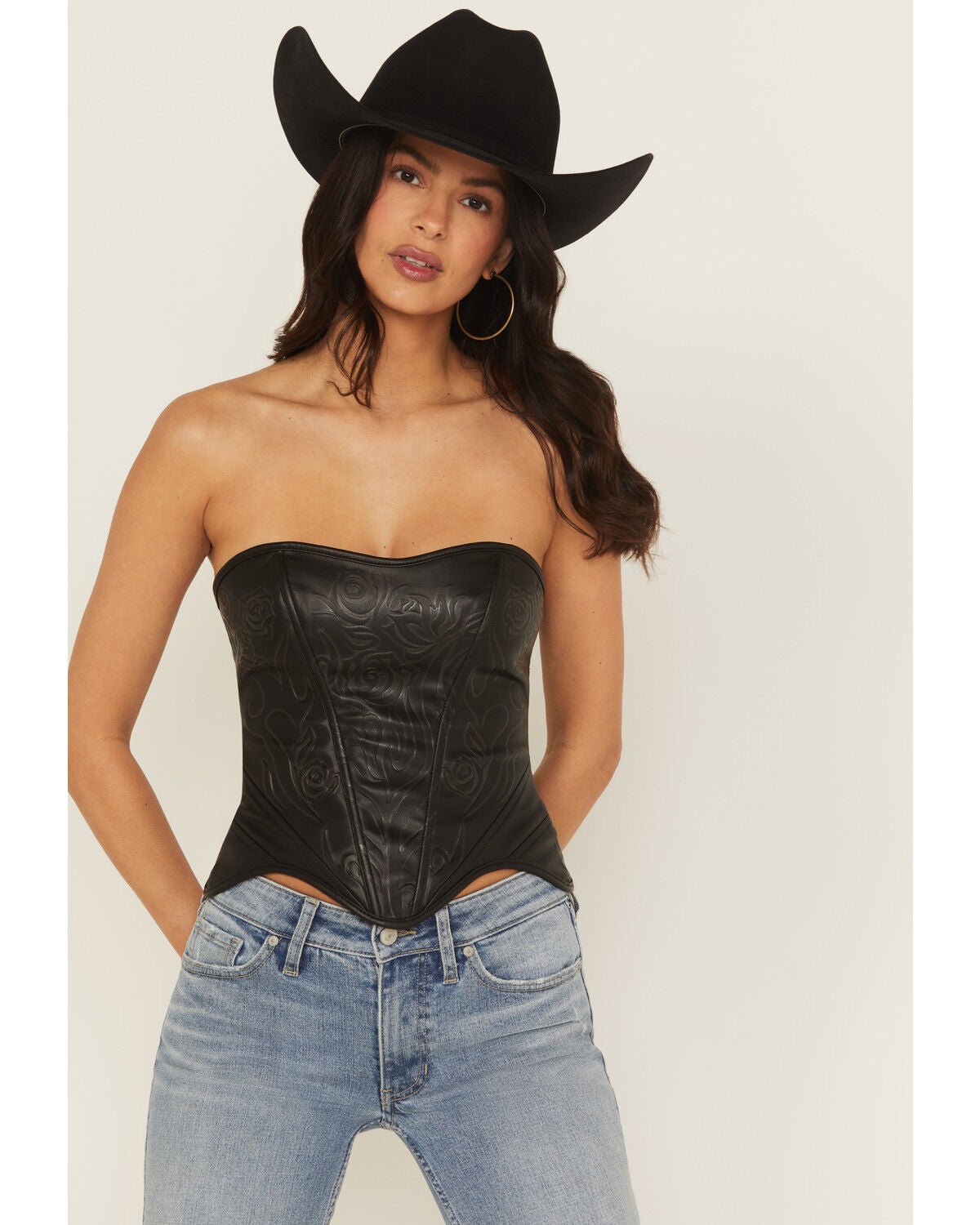Fornia Women's Rose Embossed Faux Leather Bustier | Sheplers