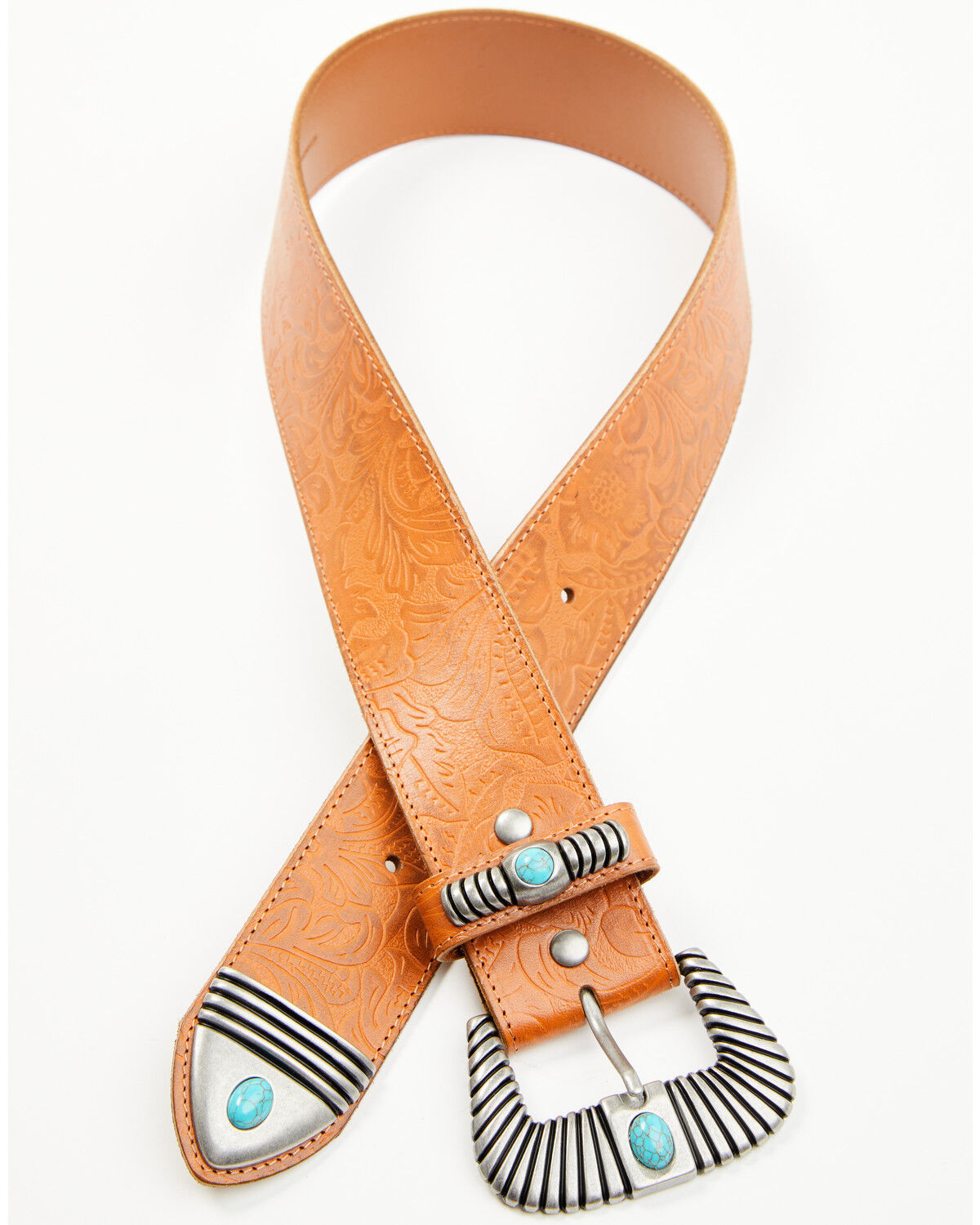 Image #1 - Shyanne Women's Embossed Buckle Belt, Brown, hi-res