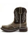 Image #3 - Shyanne Women's Adalia Floral Stitched Shaft Leather Western Boots - Wide Round Toe, Brown, hi-res