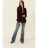 Image #2 - Outback Trading Co Women's Plaid Print Long Sleeve Fleece Shacket, Wine, hi-res