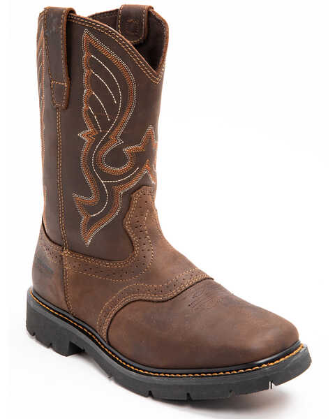 Image #1 - Cody James Men's Saddle Waterproof Western Work Boots - Soft Toe, Dark Brown, hi-res