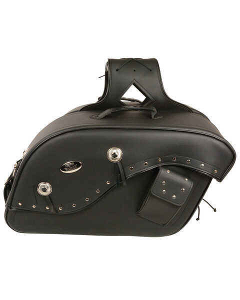 Image #2 - Milwaukee Leather Medium Cruiser Style Riveted Throw Over Saddle Bag, Black, hi-res