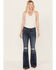 Image #1 - Ariat Women's R.E.A.L. Perfect Rise Zoe Stretch Flare Jeans, Dark Wash, hi-res