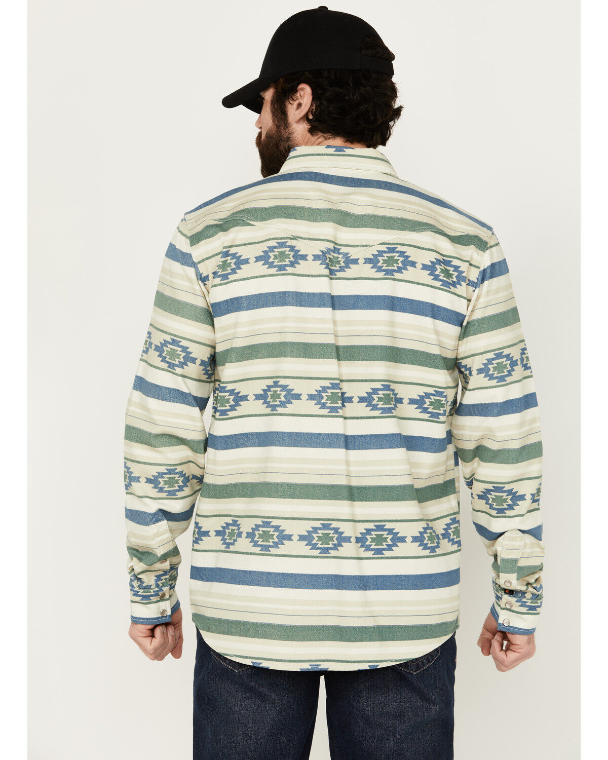 Image #4 - Cody James Men's FR Southwestern Print Long Sleeve Snap Midweight Work Shirt, Natural, hi-res