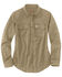 Image #2 - Carhartt Women's FR Solid Rugged Flex Long Sleeve Button-Down Work Shirt, Beige/khaki, hi-res