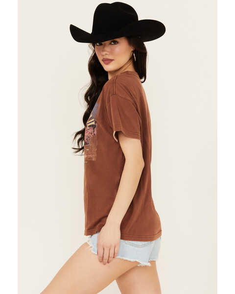 Image #2 - Cleo + Wolf Women's Free Your Soul Short Sleeve Cropped Graphic Tee, Chocolate, hi-res