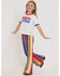 Image #4 - Wrangler X Lainey Wilson Girls' Rodeo Striped Bell Bottom Stretch Flare Jeans, Red, hi-res