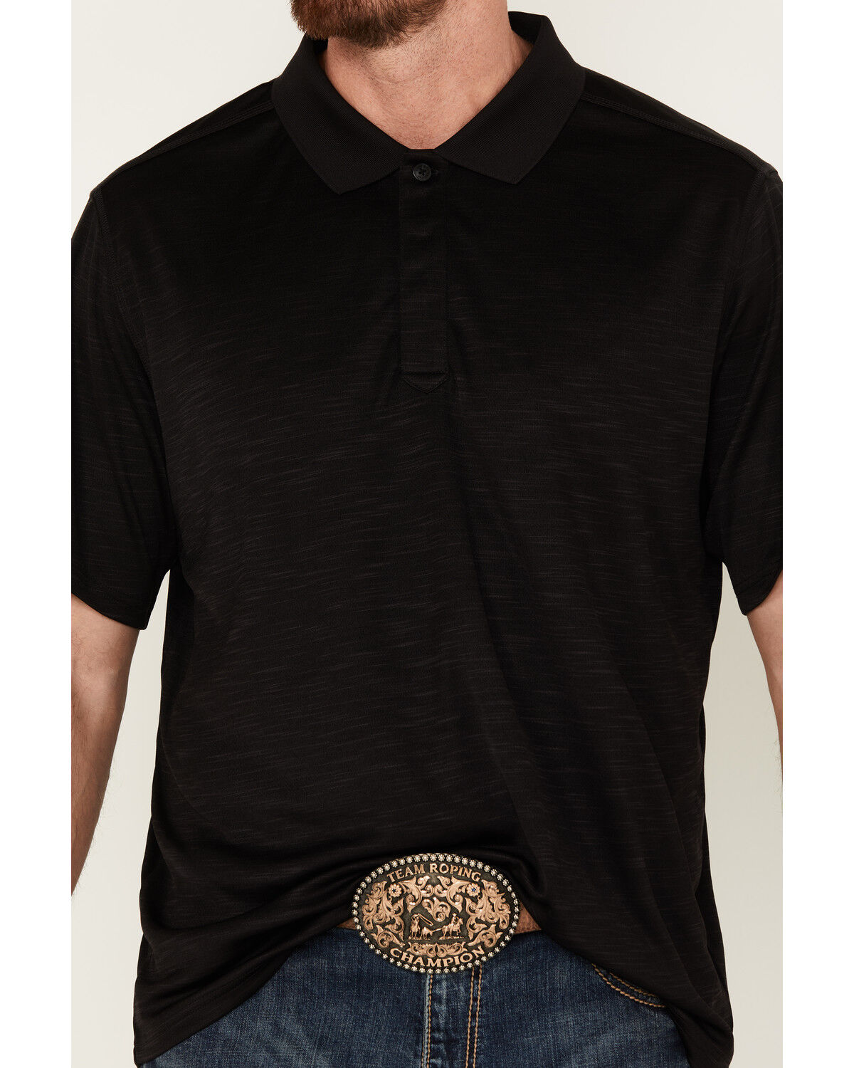 Image #3 - RANK 45® Men's Solid Tech Polo, Black, hi-res