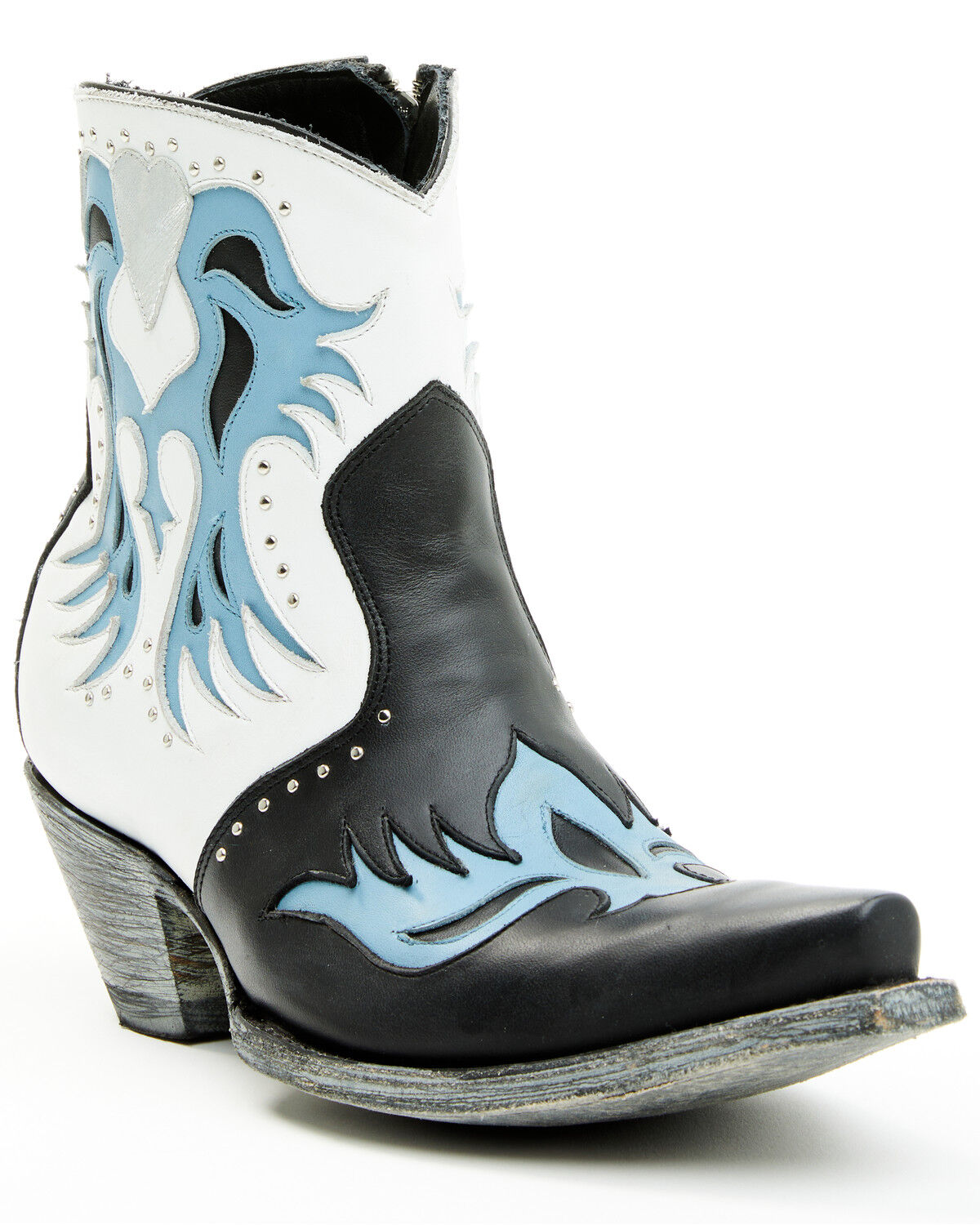 Image #1 - Old Gringo Women's Let Your Heart Western Booties - Snip Toe, Blue/white, hi-res