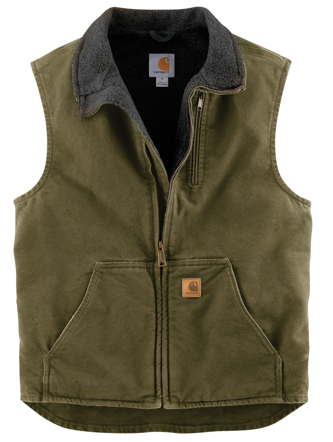 Image #1 - Carhartt Sherpa Lined Sandstone Duck Work Vest - Big & Tall, , hi-res