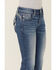 Image #4 - Miss Me Girls' Medium Wash Crisscross Faux Flap Pocket Bootcut Stretch Denim Jeans, Blue, hi-res