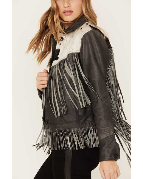 Image #3 - STS Ranchwear Women's Frontier Blackstone Cowhide and Fringe Leather Jacket, Black, hi-res