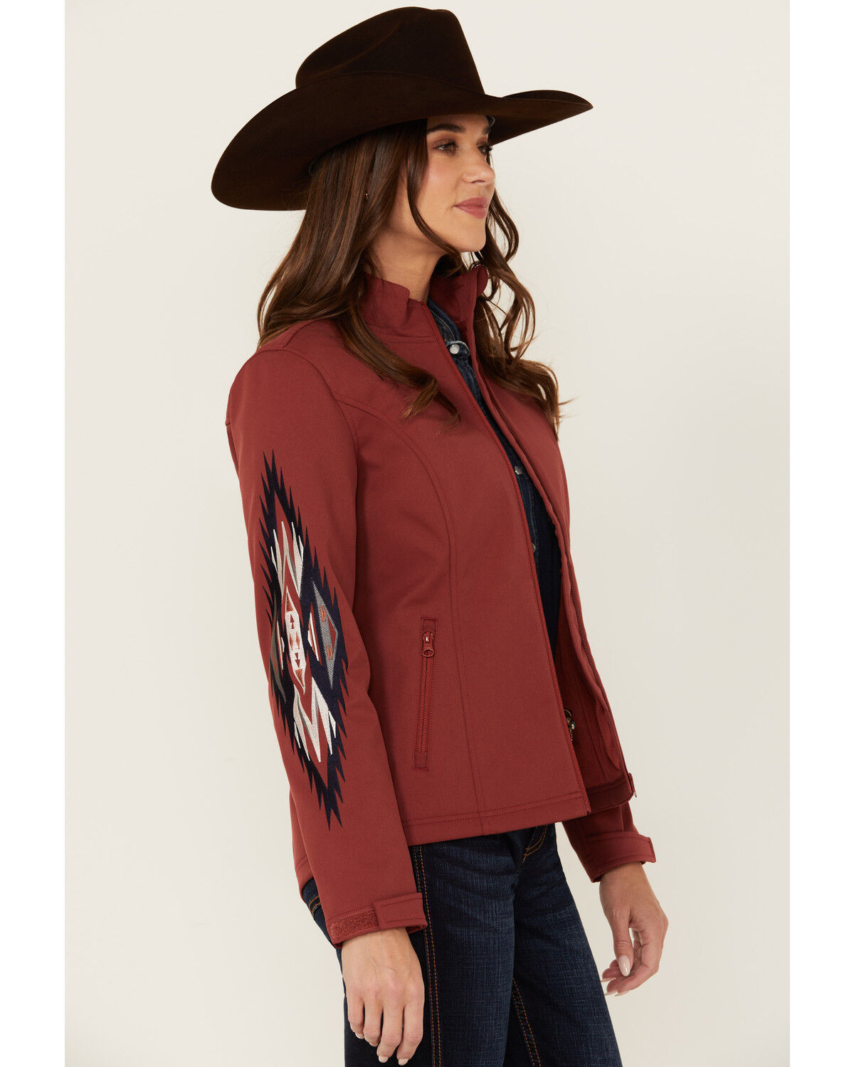 Image #2 - Shyanne Women's Kalo Embroidered Softshell Jacket, Brick Red, hi-res