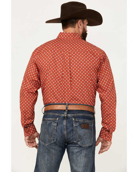 Image #4 - Cinch Men's Geo Print Long Sleeve Button-Down Western Shirt, Red, hi-res