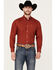 Ariat Men's Kaisen Print Long Sleeve Button-Down Western Shirt, Red, hi-res