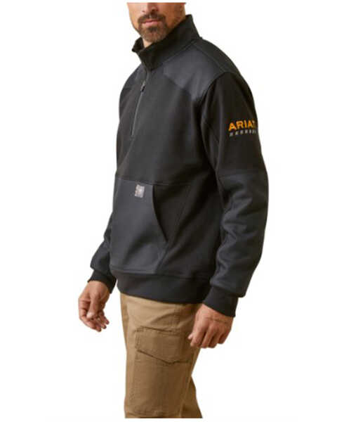 Ariat Men's Rebar Workman 1/4 Zip Up Work Sweatshirt, Black, hi-res