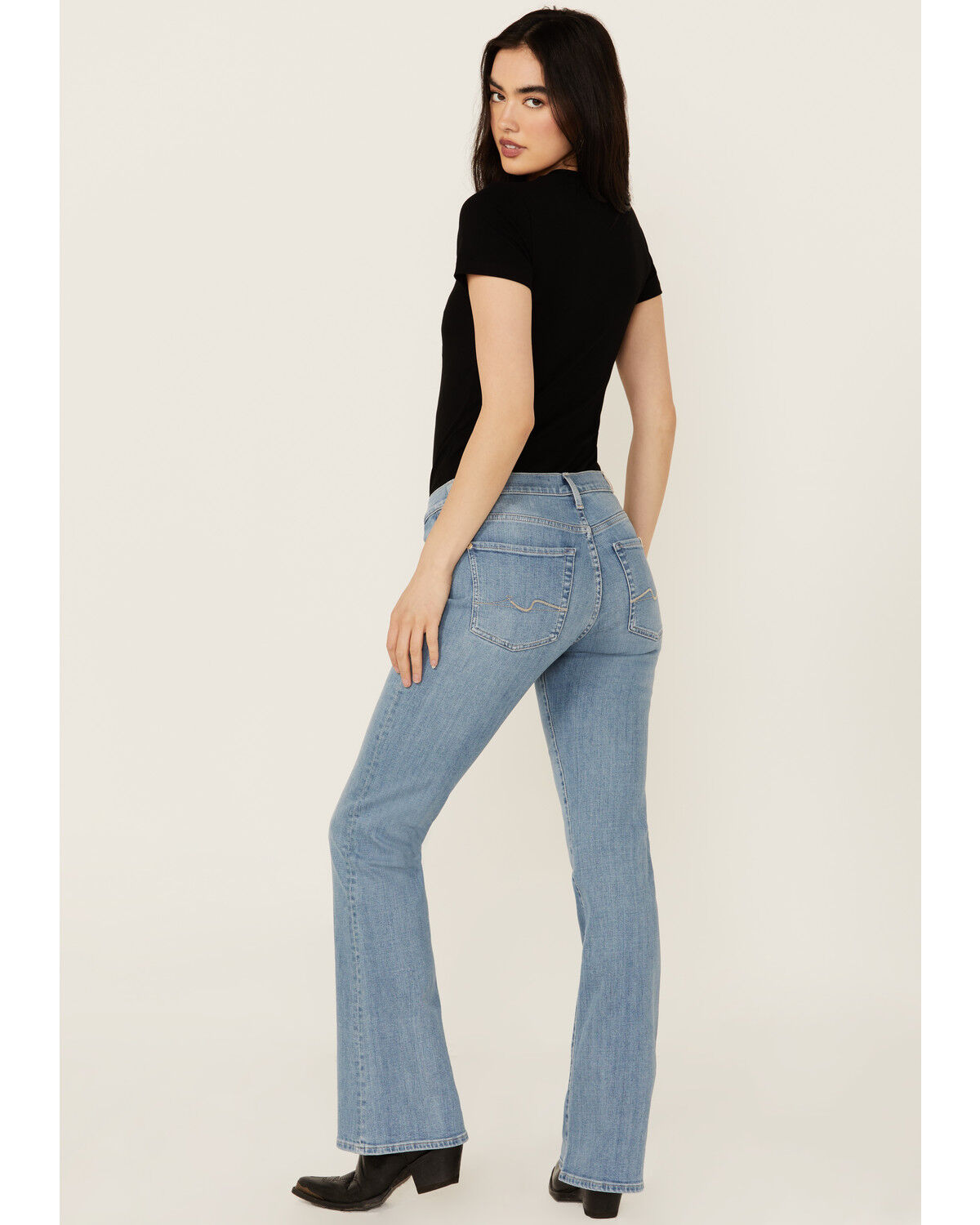 Image #3 - 7 For All Mankind Women's Light Wash Mid Rise Tailorless Bootcut Stretch Denim Jeans, Light Wash, hi-res