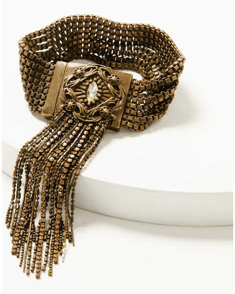 Image #1 - Wonderwest Women's Iman Fringe Bracelet , Gold, hi-res