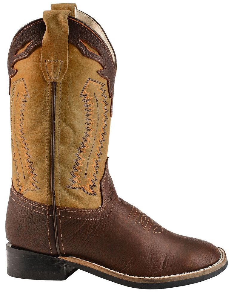 Old West Boys' Thunder Olive Cowboy Boots, Oiled Rust, hi-res