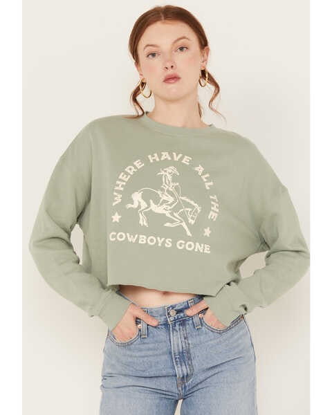 Image #1 - Ali Dee Women's Where Have All The Cowboys Gone Graphic Crewneck, Sage, hi-res