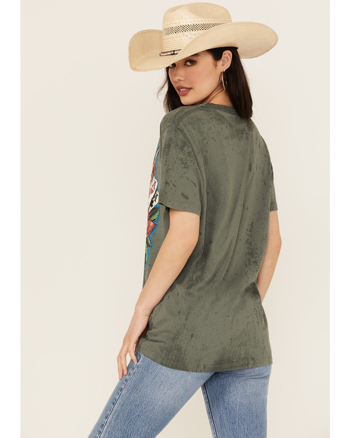 Image #4 - Affliction Women's Live Fast Studded Short Sleeve Graphic Tee, Grey, hi-res