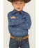Image #2 - Roper Boys' Medallion Print Long Sleeve Snap Western Shirt, Blue, hi-res