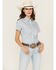 Image #1 - Wrangler Retro Women's Boot Barn Exclusive Paisley Print Short Sleeve Pearl Snap Western Shirt, Blue, hi-res