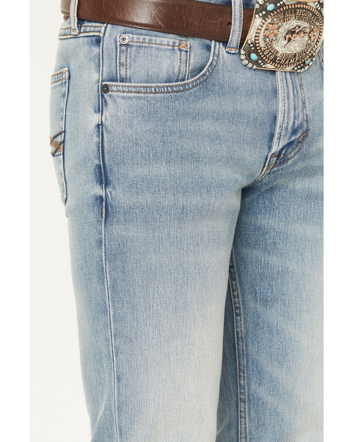 Image #2 - RANK 45&reg; Men's Rider-Flex Bunker Wash Ambush Slim Straight 4-Way Stretch Denim Jeans, Light Wash, hi-res