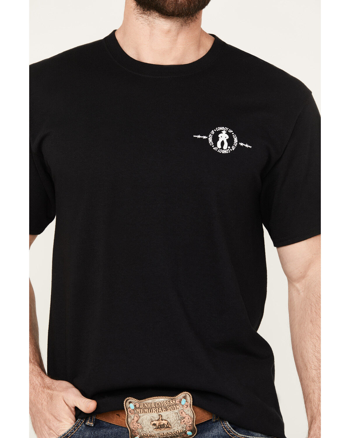 Image #2 - Cowboy Up Men's Live & Die by the Saddle Short Sleeve Graphic T-Shirt, Black, hi-res